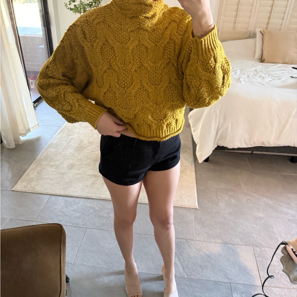 Solitaire Mustard Yellow Cowl Neck Sweater